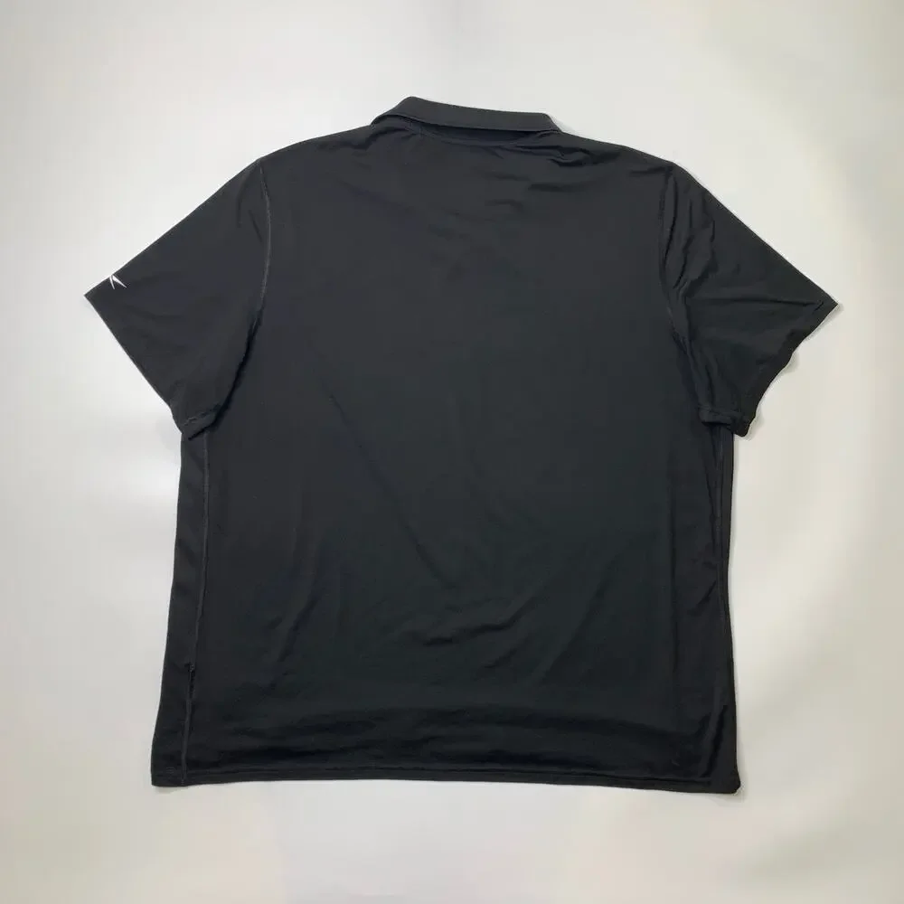 Reebok Shirt Men 2XL Black Short Sleeve Performance Polo Two Button Placket Golf